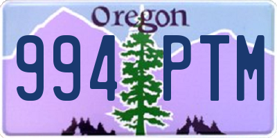 OR license plate 994PTM