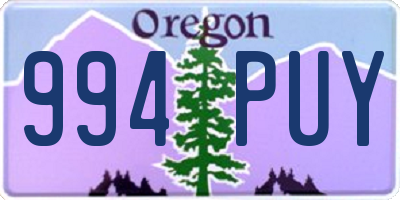 OR license plate 994PUY