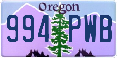 OR license plate 994PWB