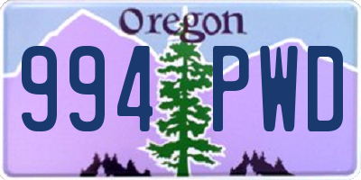 OR license plate 994PWD