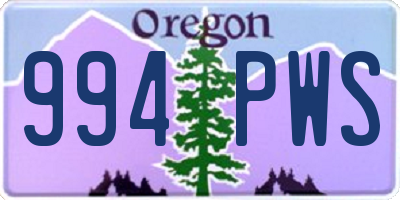 OR license plate 994PWS