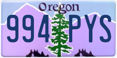 OR license plate 994PYS