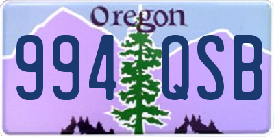 OR license plate 994QSB