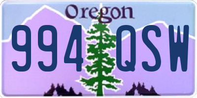 OR license plate 994QSW