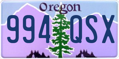 OR license plate 994QSX