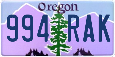 OR license plate 994RAK