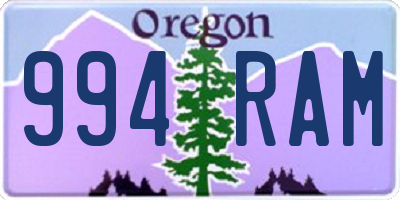 OR license plate 994RAM