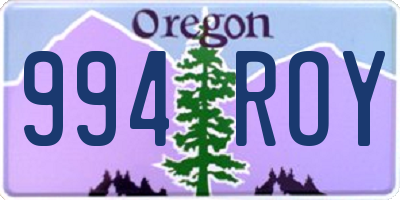 OR license plate 994ROY
