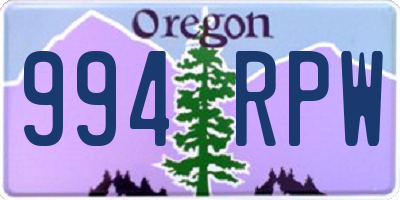 OR license plate 994RPW