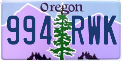 OR license plate 994RWK