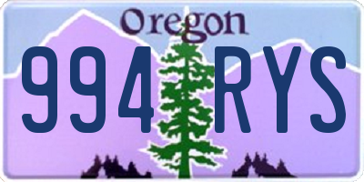 OR license plate 994RYS