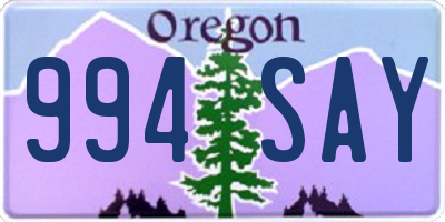 OR license plate 994SAY