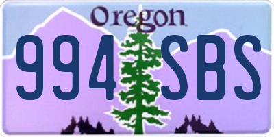OR license plate 994SBS