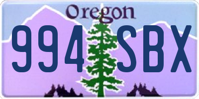 OR license plate 994SBX