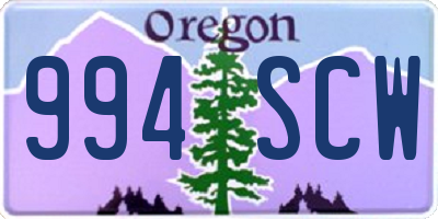 OR license plate 994SCW