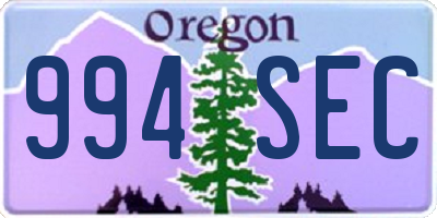 OR license plate 994SEC
