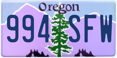 OR license plate 994SFW