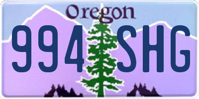 OR license plate 994SHG