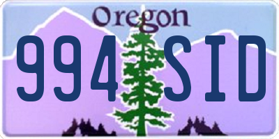 OR license plate 994SID