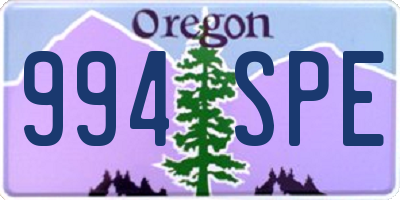 OR license plate 994SPE