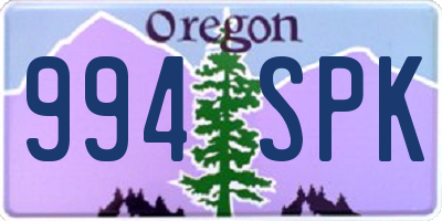 OR license plate 994SPK