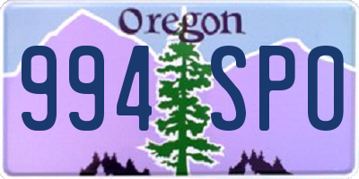 OR license plate 994SPO