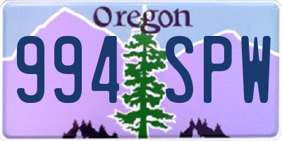 OR license plate 994SPW
