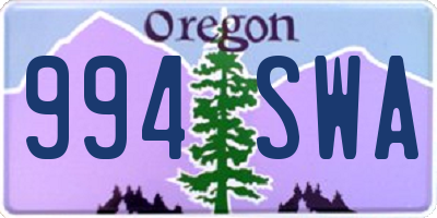 OR license plate 994SWA