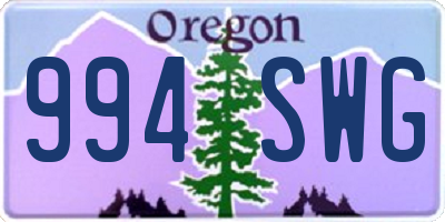 OR license plate 994SWG