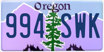 OR license plate 994SWK