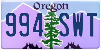 OR license plate 994SWT