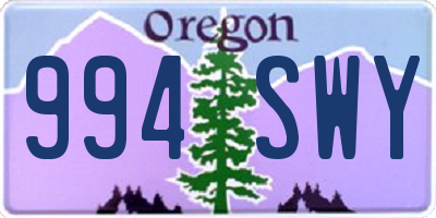 OR license plate 994SWY