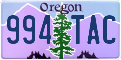 OR license plate 994TAC