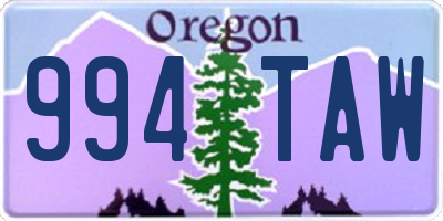 OR license plate 994TAW