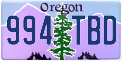 OR license plate 994TBD