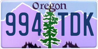 OR license plate 994TDK