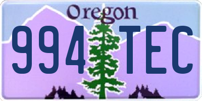 OR license plate 994TEC