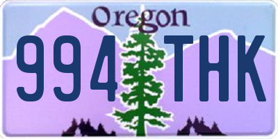 OR license plate 994THK