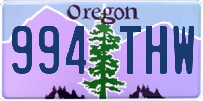 OR license plate 994THW