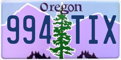 OR license plate 994TIX