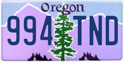 OR license plate 994TND