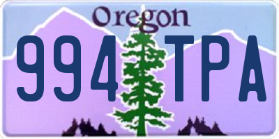 OR license plate 994TPA
