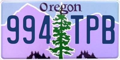 OR license plate 994TPB