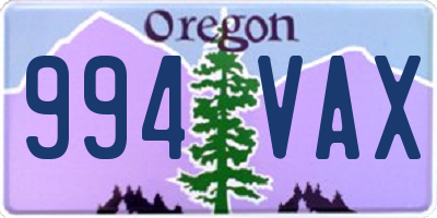 OR license plate 994VAX