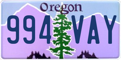 OR license plate 994VAY