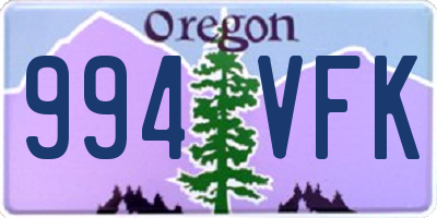 OR license plate 994VFK