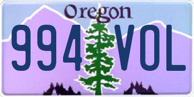 OR license plate 994VOL
