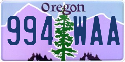 OR license plate 994WAA