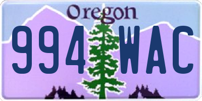 OR license plate 994WAC
