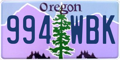 OR license plate 994WBK